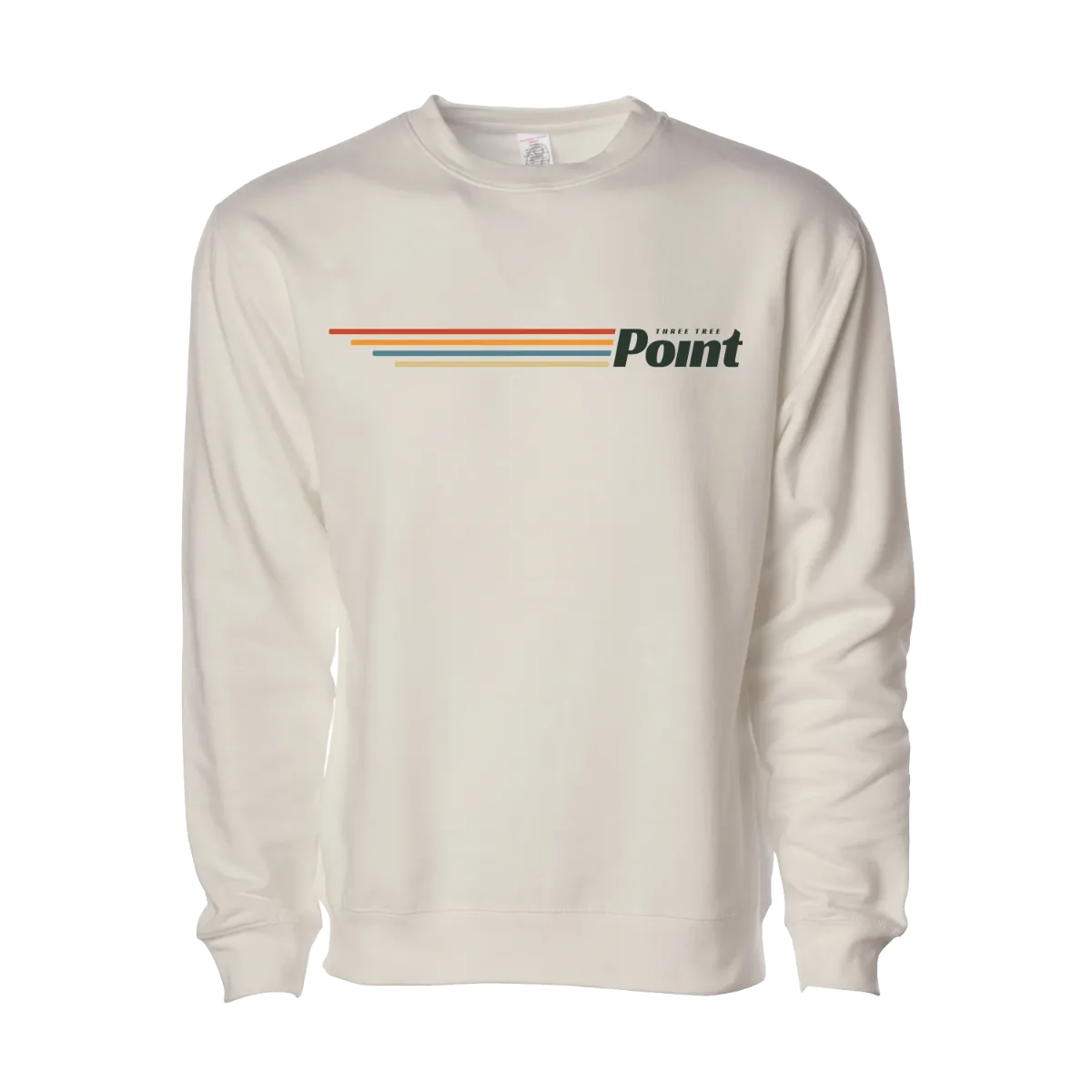 Three Tree Point Stripes Crew Sweatshirt — Ivory, front