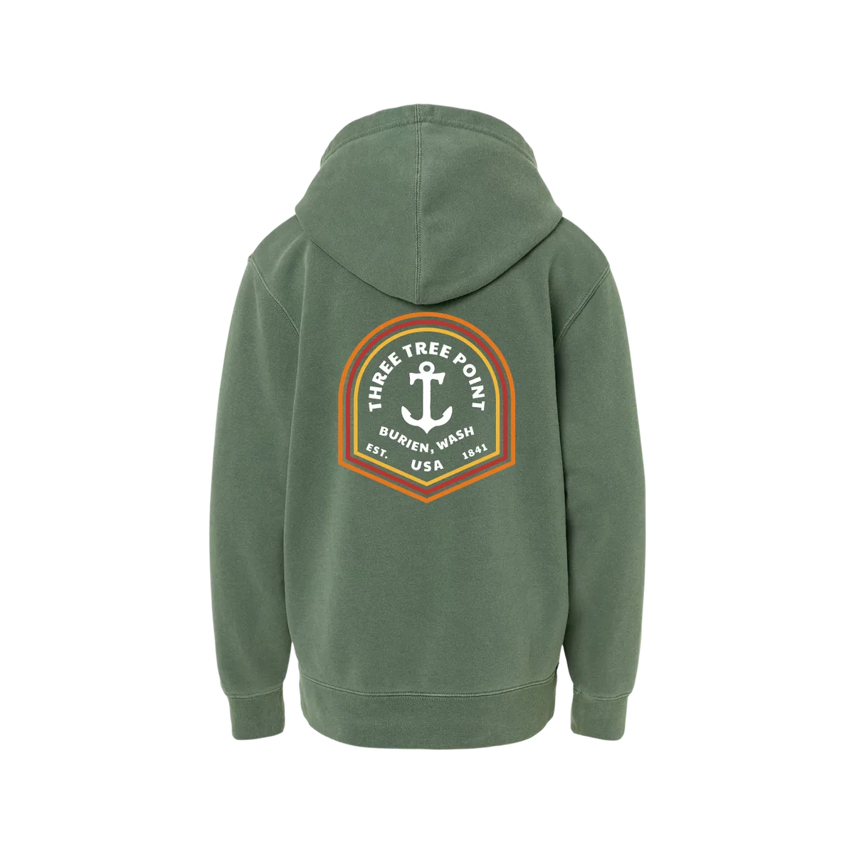Three Tree Point Kids Anchor Pullover Hoody — Pigment Alpine Green, back