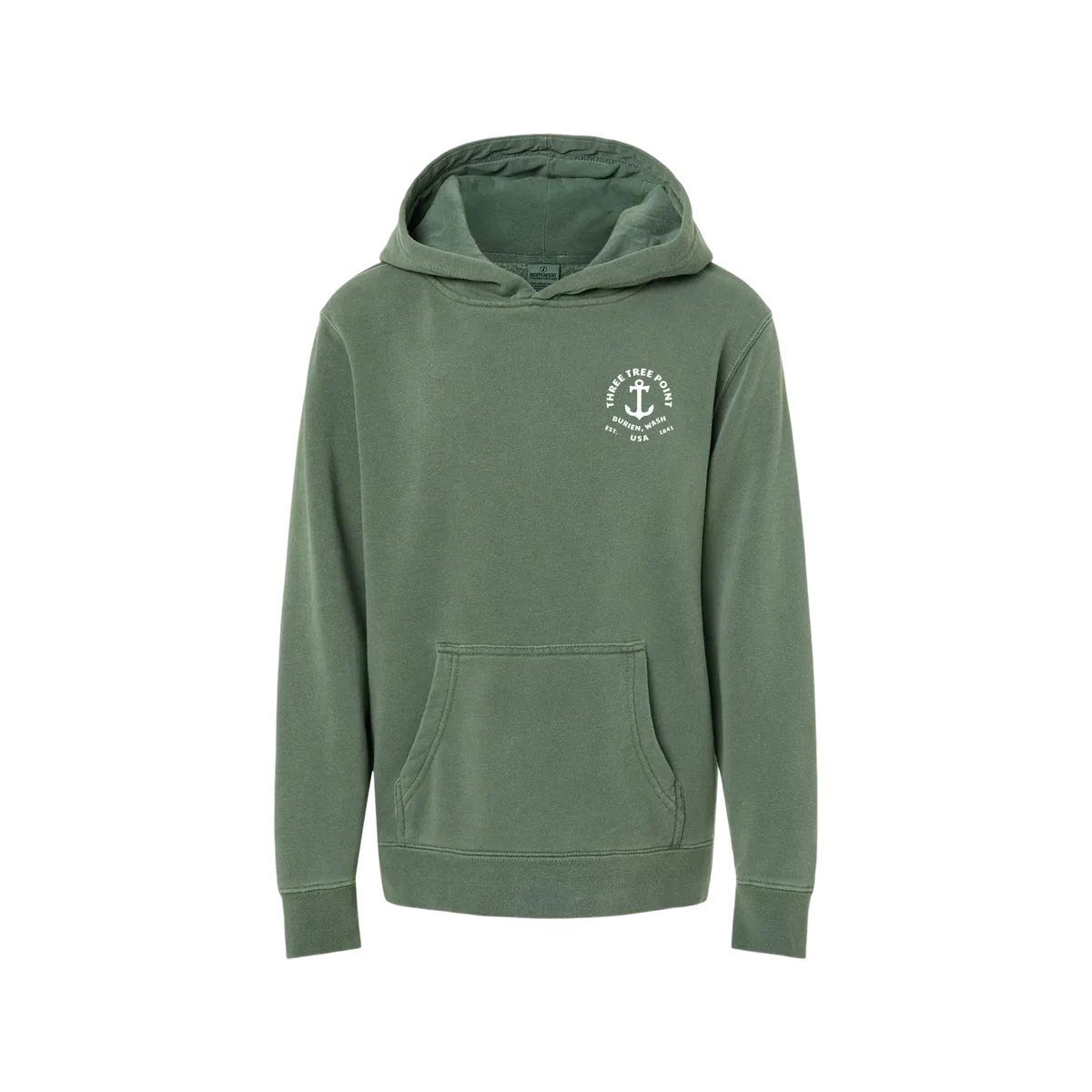 Three Tree Point Kids Anchor Pullover Hoody — Pigment Alpine Green, front