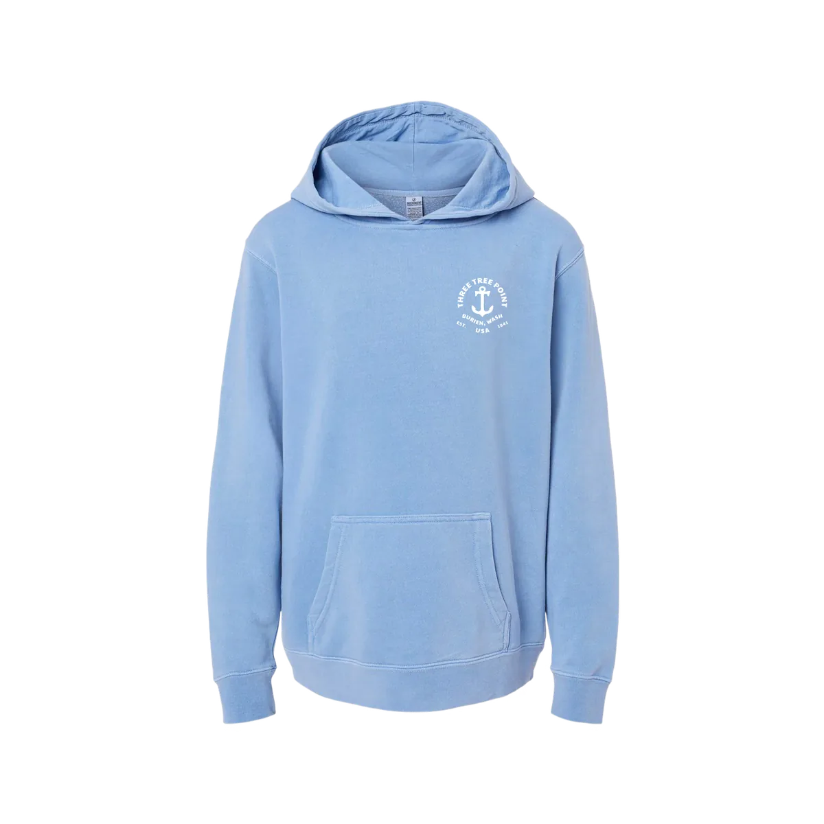 Three Tree Point Kids Anchor Pullover Hoody — Pigment Light Blue, front