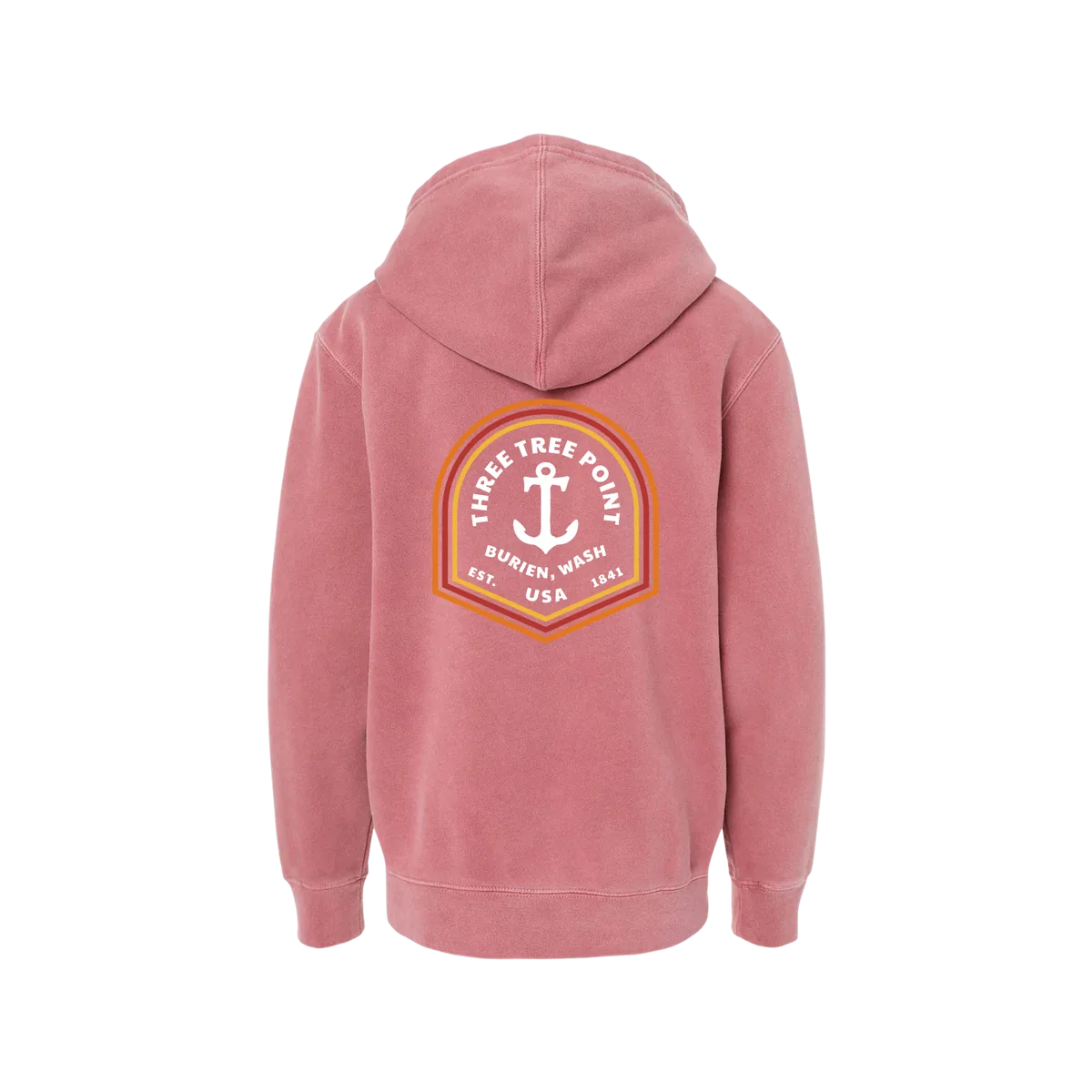 Three Tree Point Kids Anchor Pullover Hoody — Pigment Red, back