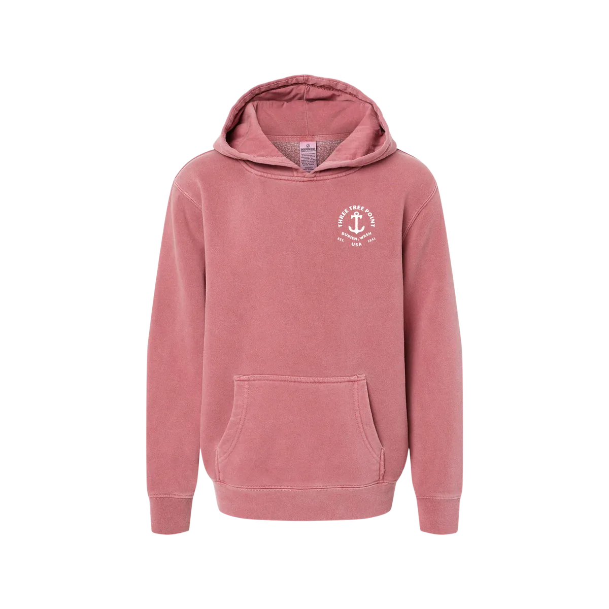Three Tree Point Kids Anchor Pullover Hoody — Pigment Red, front