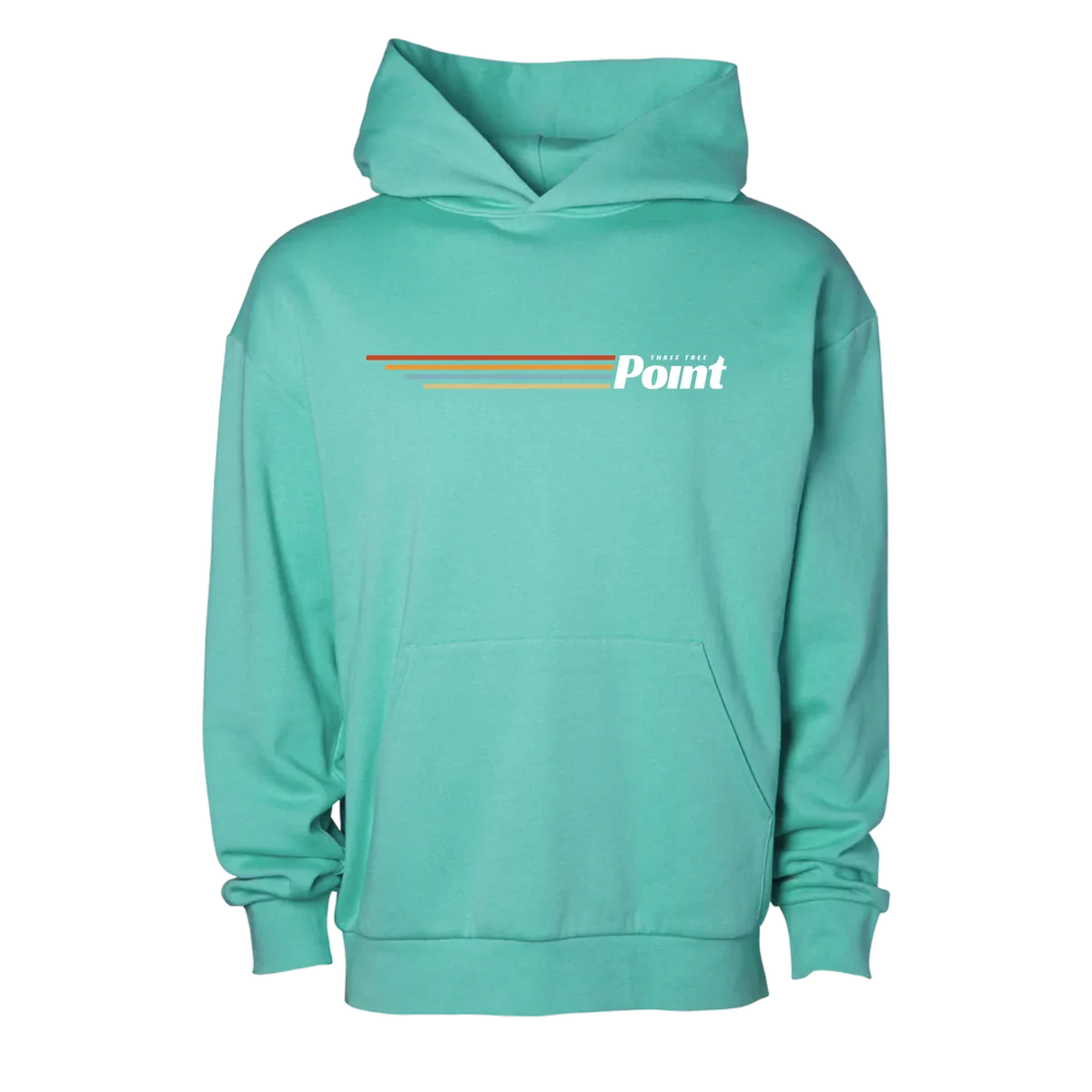 Three Tree Point Stripes Pullover Hoody — Seafoam, front