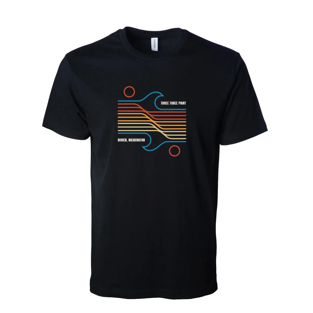 Three Tree Point Sound Waves Tee — Black, front