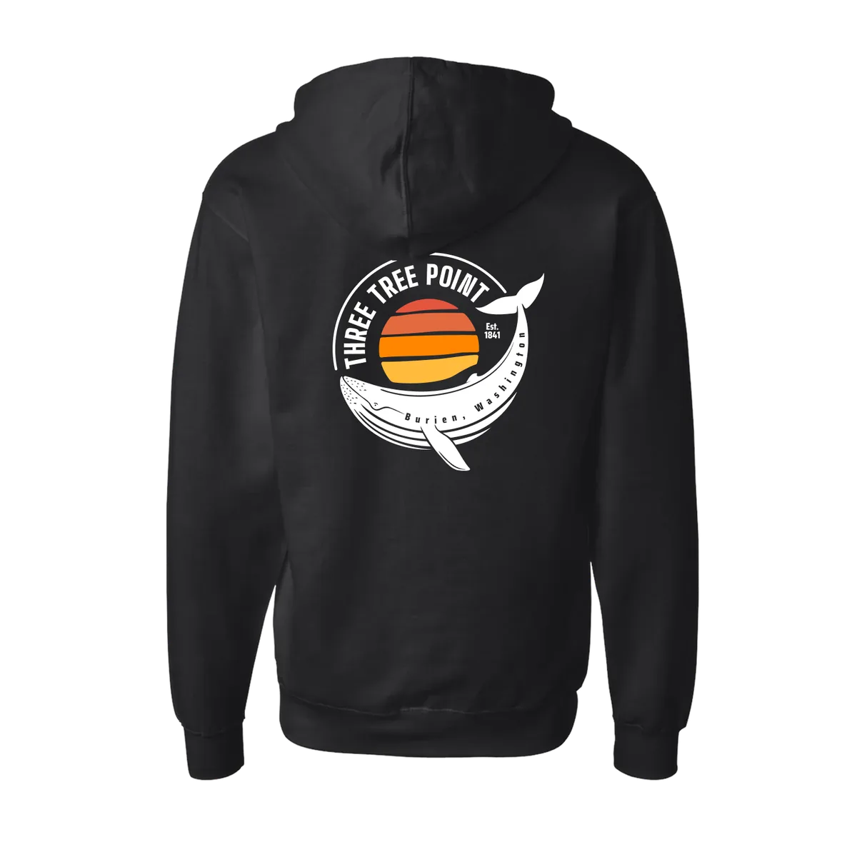 Three Tree Point Whale Zip Hoody — Black, back