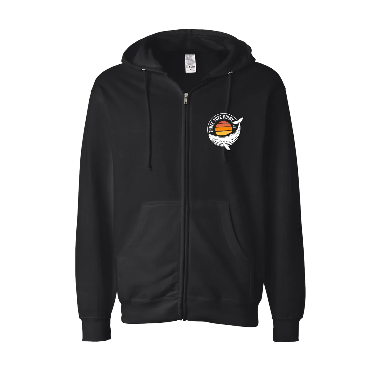 Three Tree Point Whale Zip Hoody — Black, front