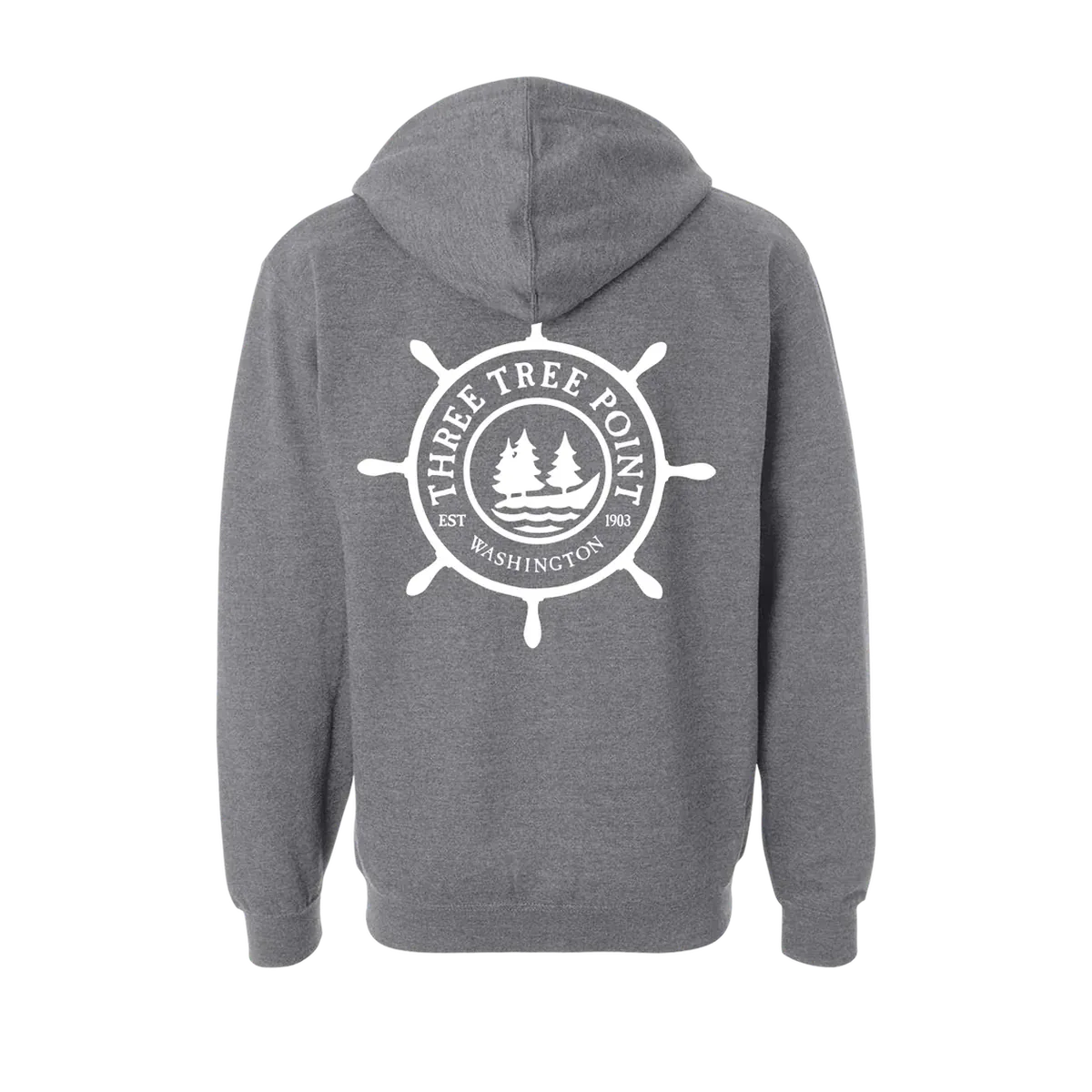 Three Tree Point Original Wheel Zip Hoody — Gunmetal Heather, back