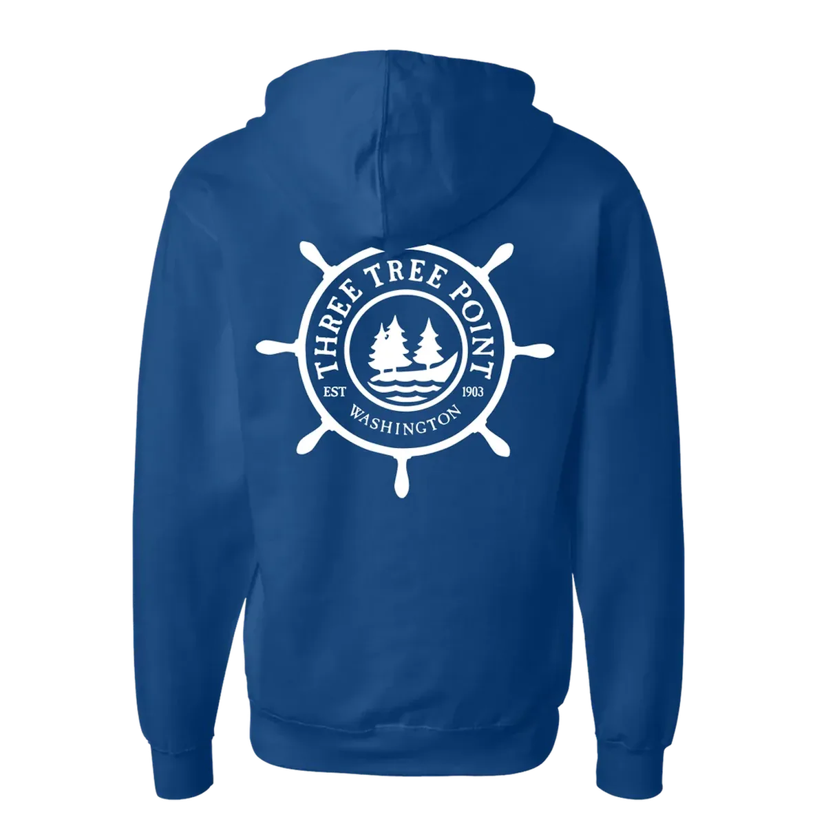Three Tree Point Original Wheel Zip Hoody — Royal Blue, back