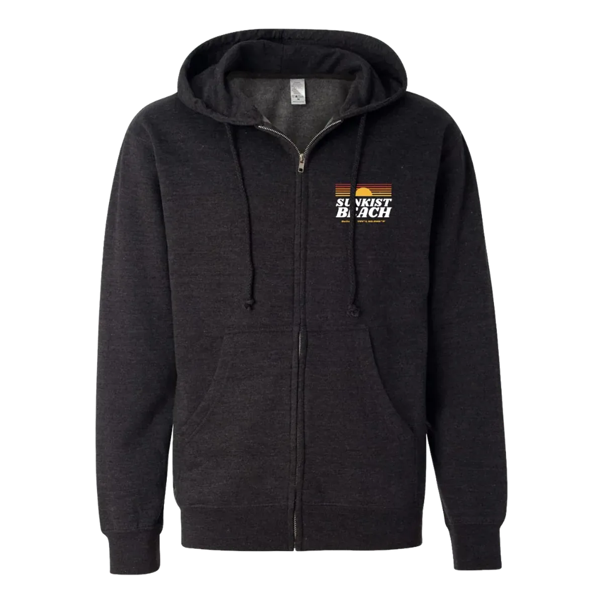 Sunkist Beach Sunset Zip Hoody — Charcoal Heather, front