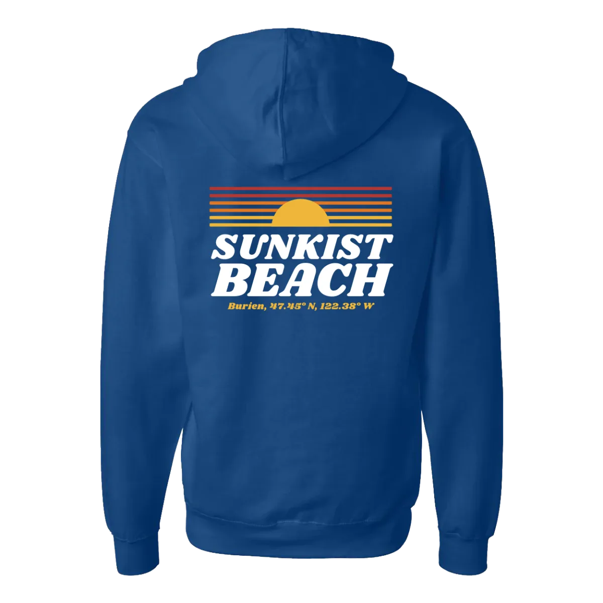 Sunkist Beach Sunset Zip Hoody — Royal Blue, back